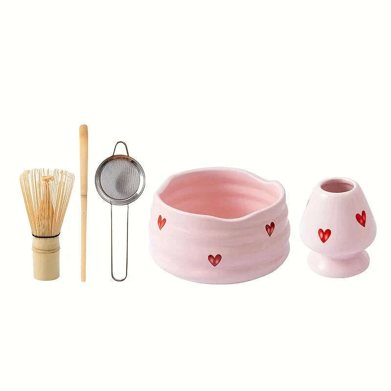 5pcs-pink-heart-decal-ceramic-matcha-set-cute-matcha-set-includes-matcha-bowl-matcha-whisk-and-holder-bamboo-scoop-sifterkimludkimlud-35568508