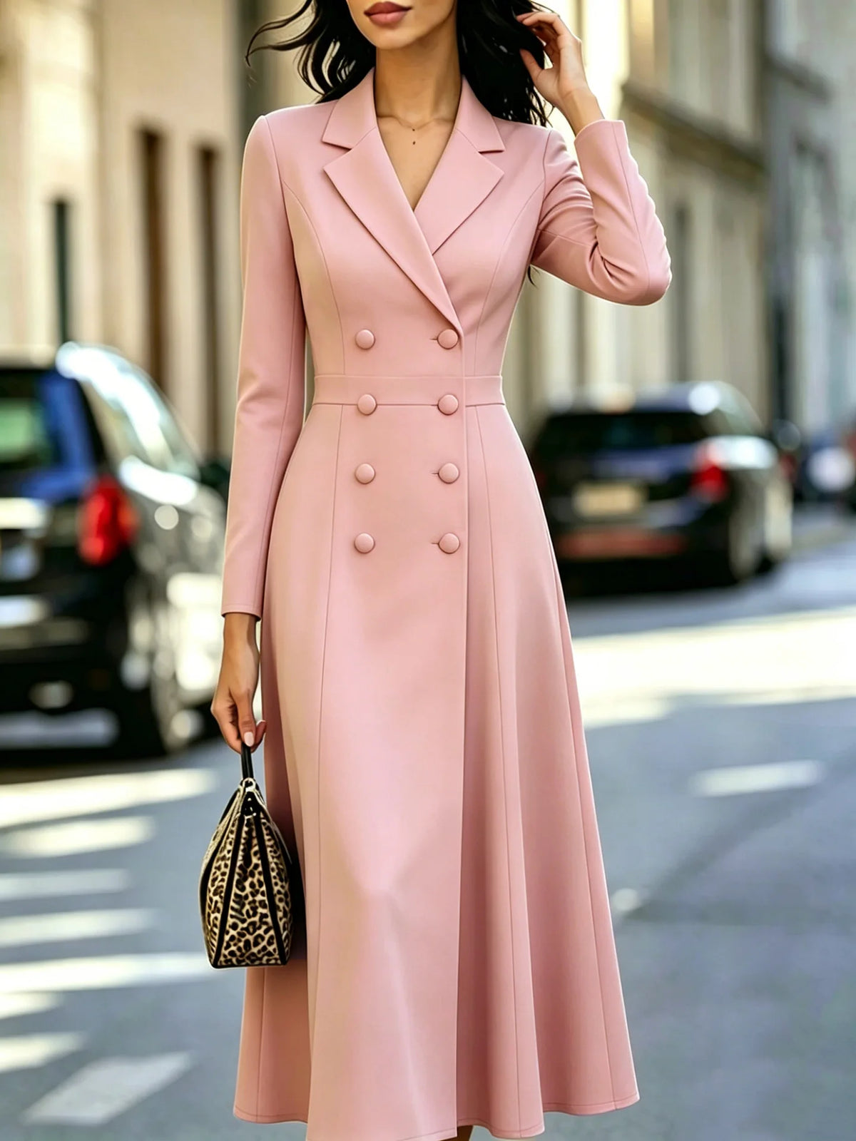 Long Dress – Double-Breasted Waist – Polyester – Ankle-Length | KIMLUD