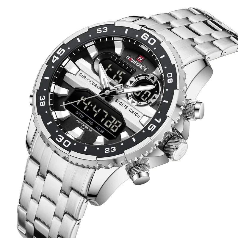 NAVIFORCE Fashion Brand Black Gold Men Watch Fashion Luxury Quartz Wrist Watches Sport Waterproof Stainless Steel Strap NF9234