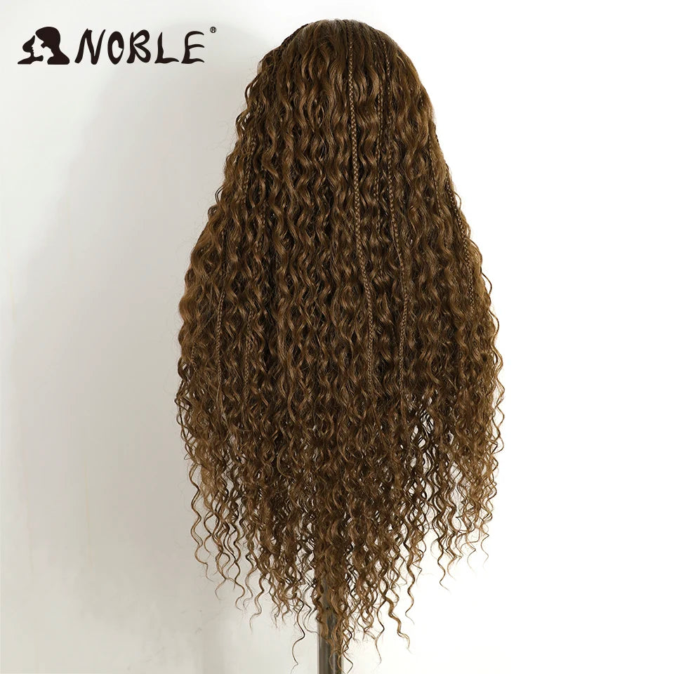 Box Braided Lace Wig - Twist Braided Style - Swiss Lace - Medium Brown | KIMLUD