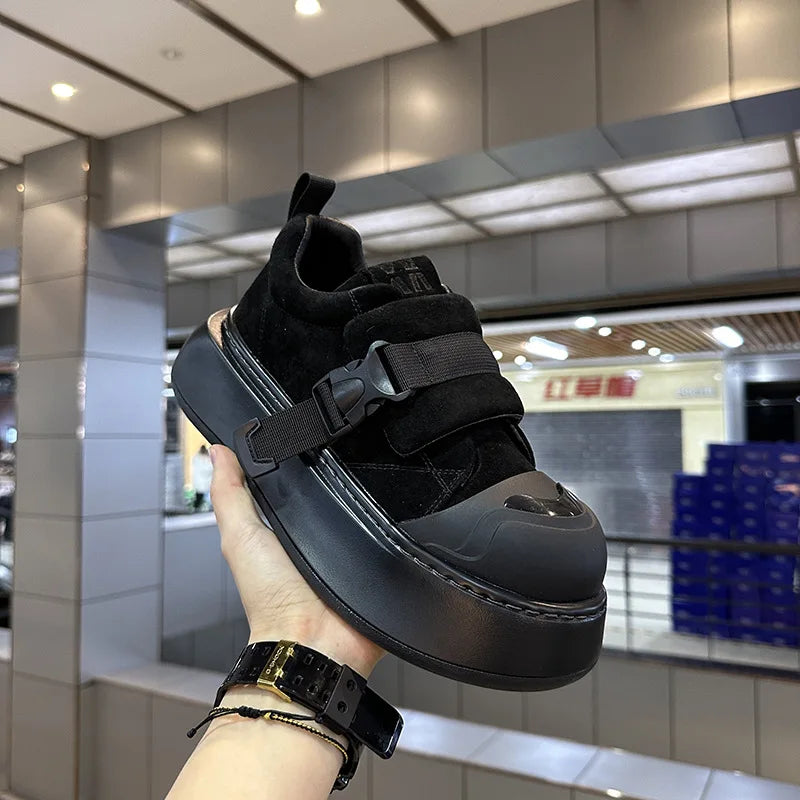 High Quality Men Height Increasing Platform Sneakers New Fashion Air Cushion Men Leather Casual Shoes Versatile Vulcanized Shoes
