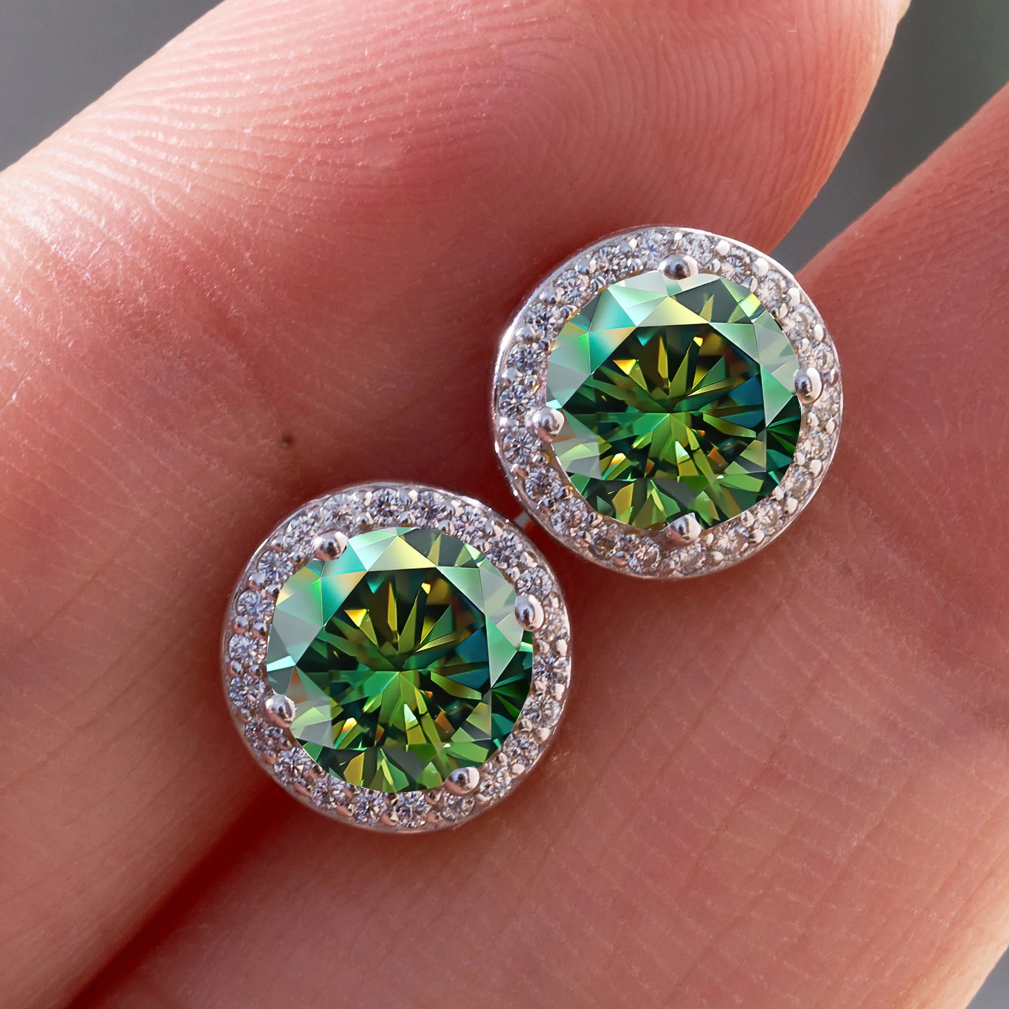 Sterling Silver Moissanite Round Stud Earrings 1.0ct Total — Colorless | KIMLUD