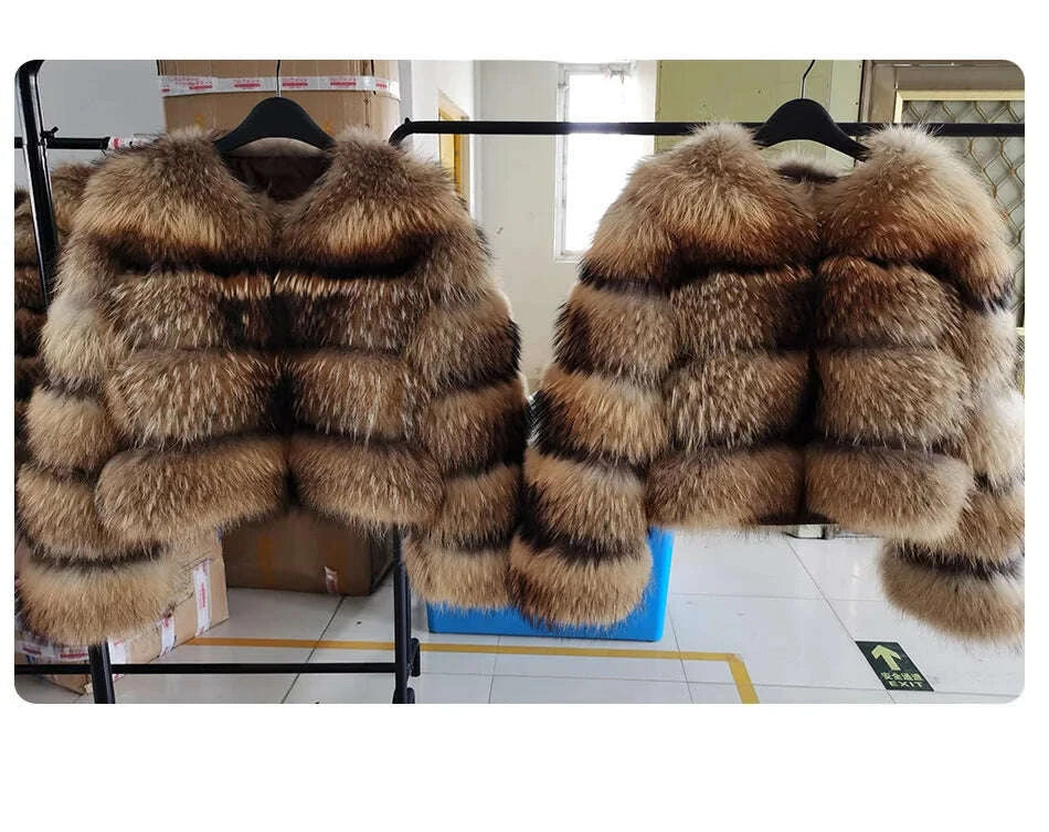 KIMLUD, MAOMAOKONG Super Hot Winter Women Luxury Thick Real Raccoon Fur Coat Natural Fox Fur Jacket Plus Size Furry Jackets Female Vest, KIMLUD Womens Clothes