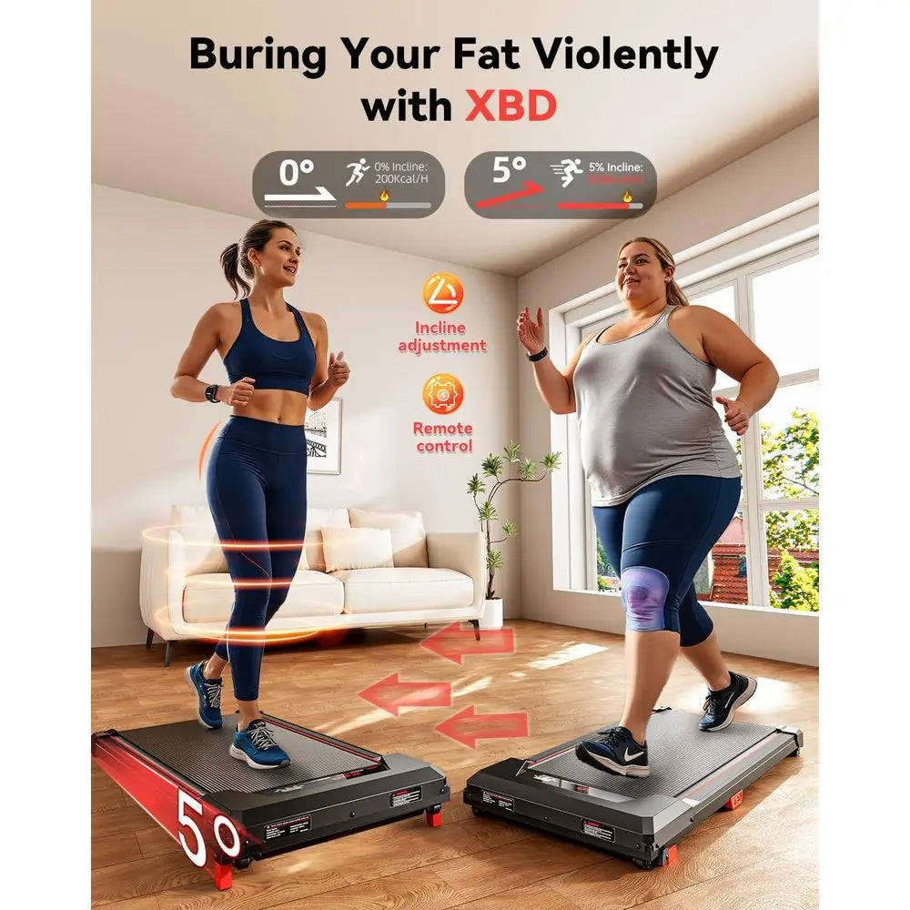 Compact Desk Treadmill With Incline, 2.5HP Quiet Home Office Run — Black | KIMLUD