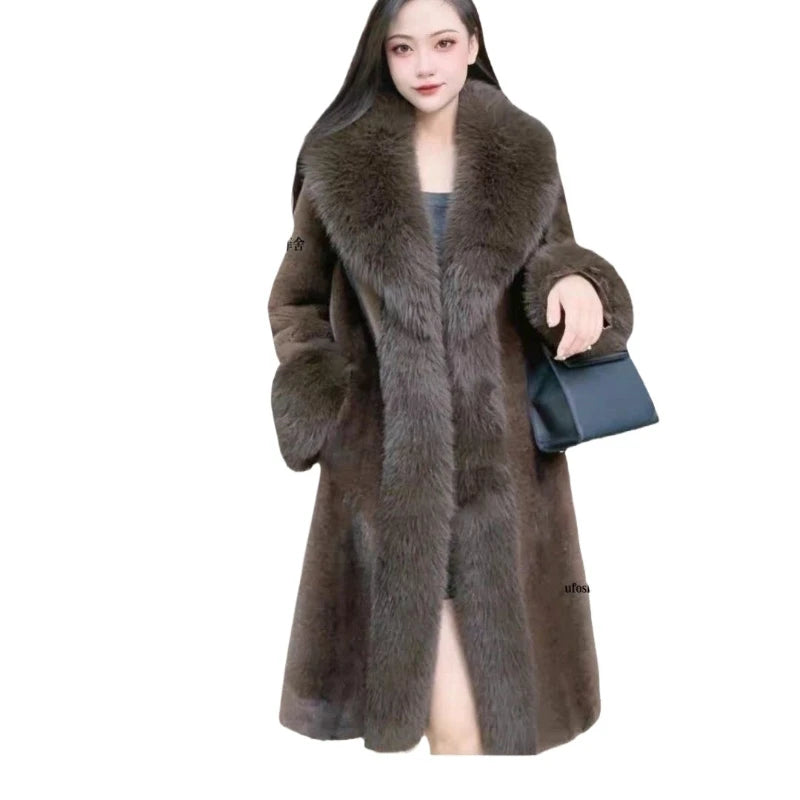 Faux Fur Coat – Thick Warm Turn-Down Collar – Long Coat | KIMLUD