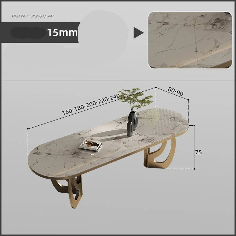 luxury Kitcjen Dining Table Set 6 People Desk legs metal Marble Dining Table Coffee Multifunctional mesa comedor home furniture