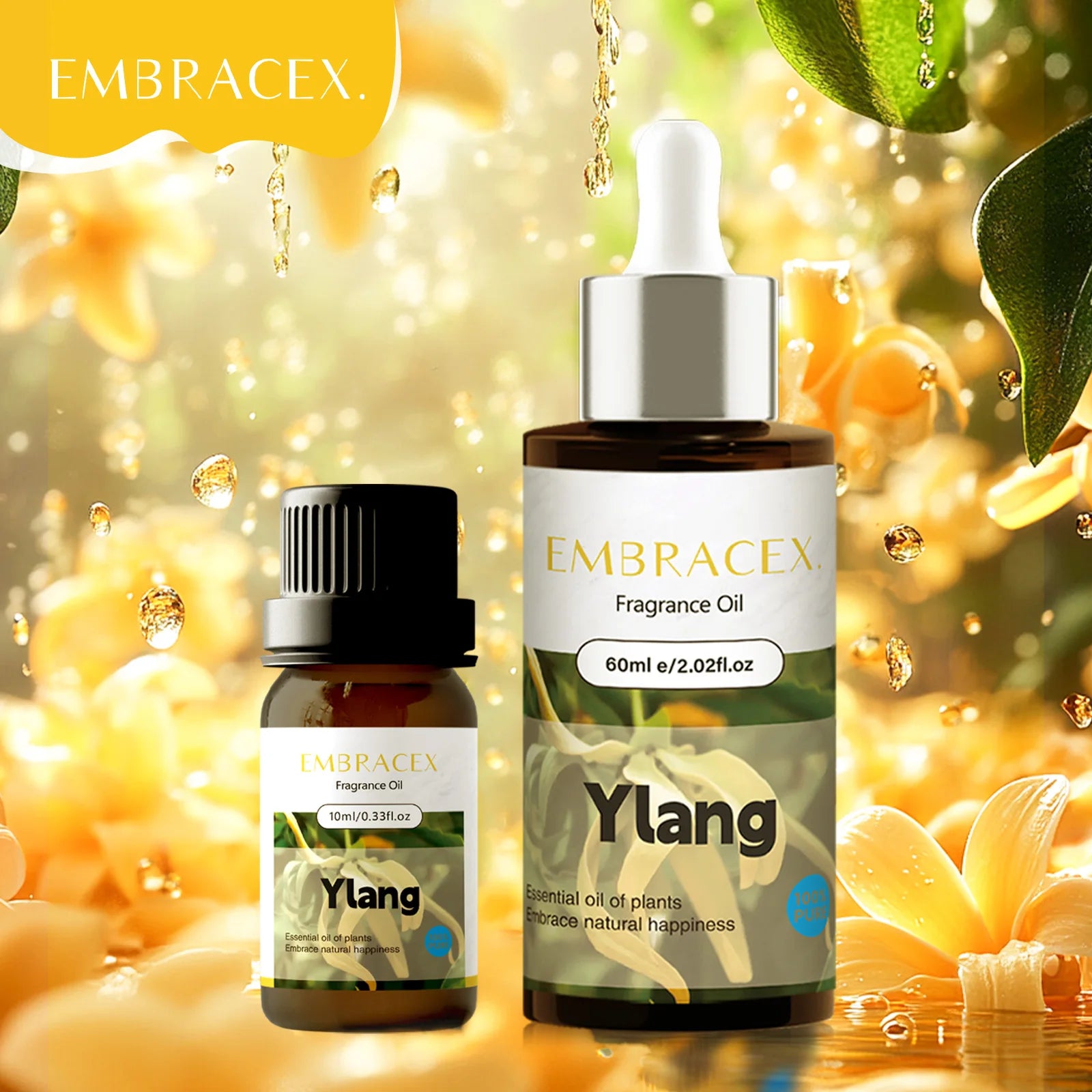 Essential Oil Ylang-Ylang Diffuser And Skin Care Elixir For Calming Rituals And Aromatherapy — Golden Amber | KIMLUD