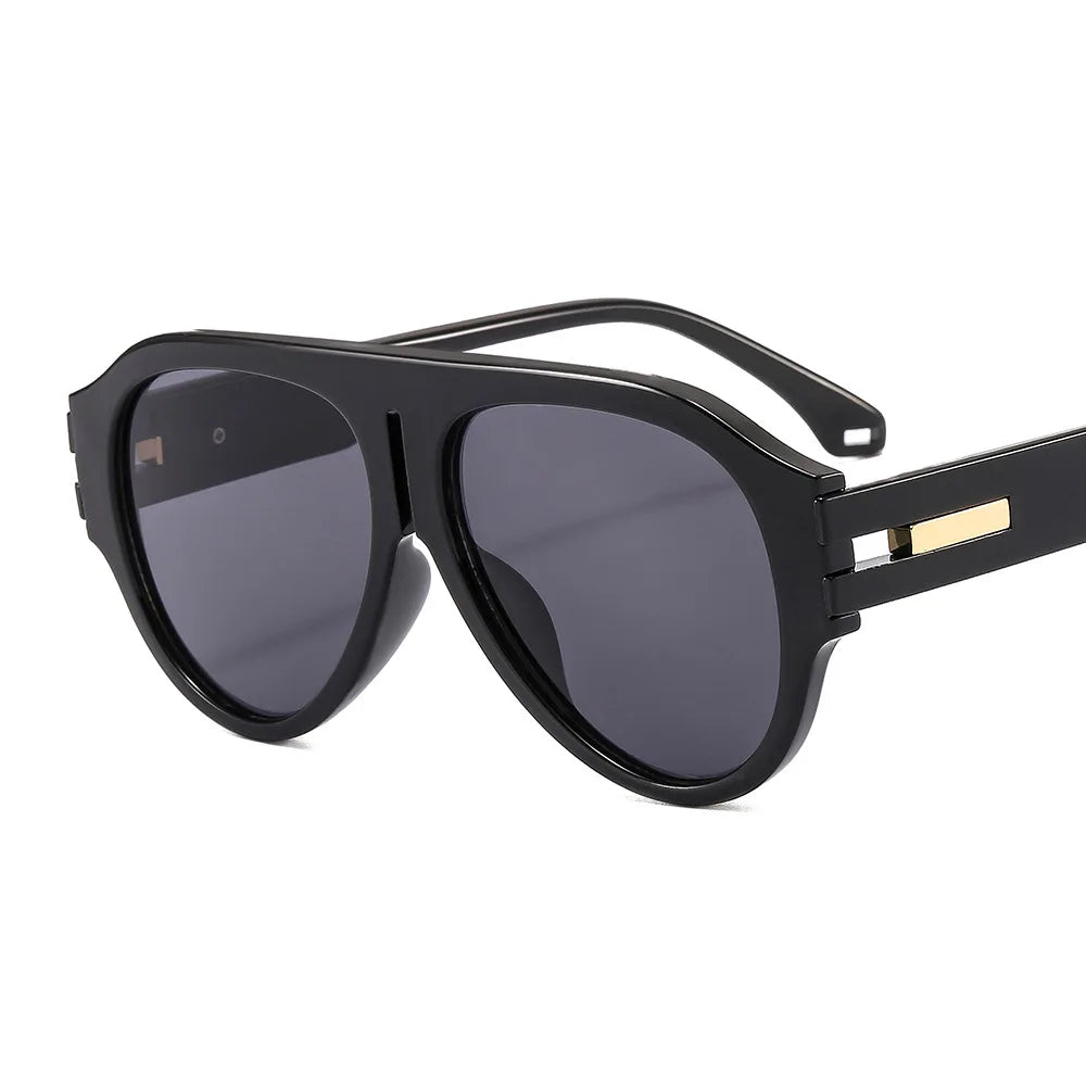 Square Frame Sunglasses Plastic Oversized Design UV Protection — Black | KIMLUD