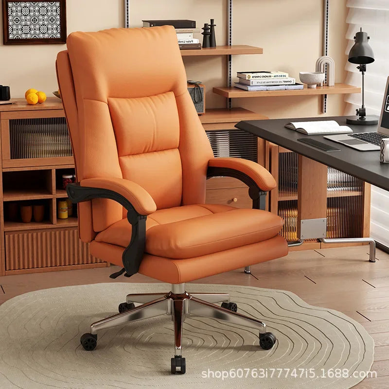 KIMLUD, Leather Boss Chair Office Chair Recumbent Back Study Chair Ergonomic Home Computer Chair, KIMLUD Womens Clothes