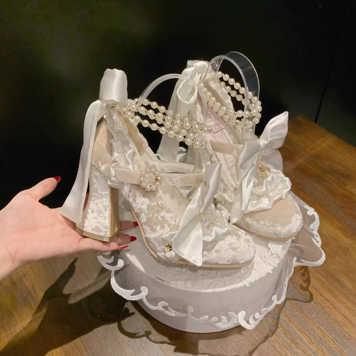 Pumps – Velour Bowknot – Court Style | KIMLUD