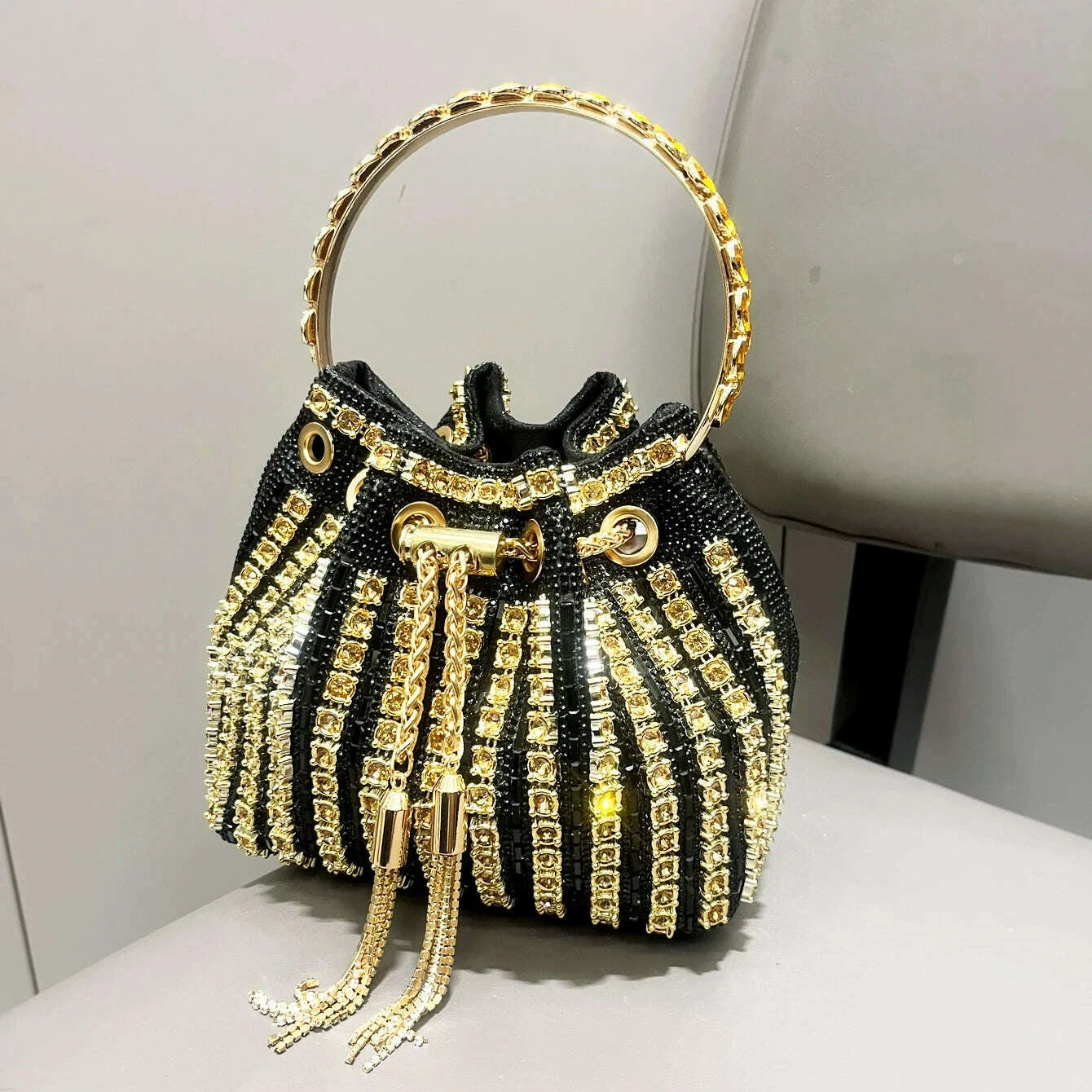 KIMLUD, luxury Designer purses and handbags bags for women bucket clutch purse evening banquet bag Crystal rhinestone shoulder bag, KIMLUD Womens Clothes
