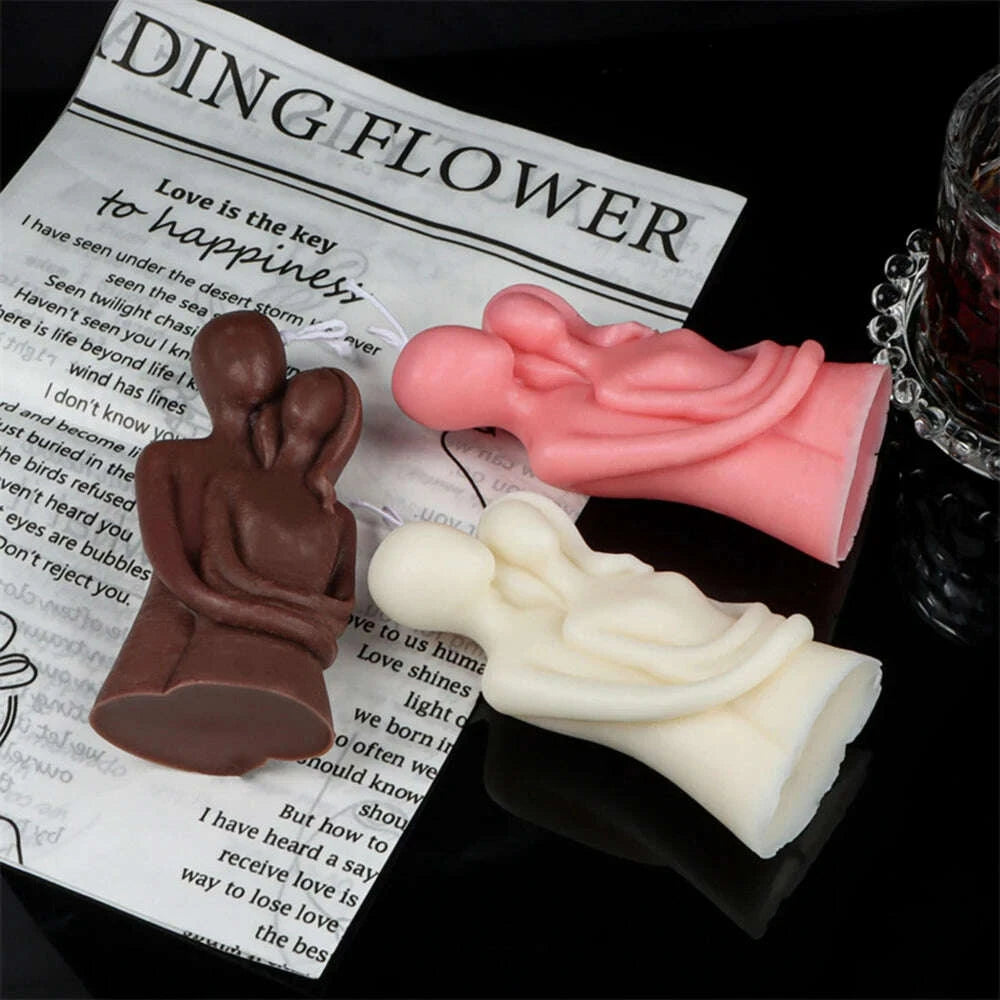 KIMLUD, Abstract Couple Hugging Soy Wax Candles Aromatherapy Scented Candles Cube Candles Home Decor Wedding Party Guest Gift Souvenirs, KIMLUD Womens Clothes