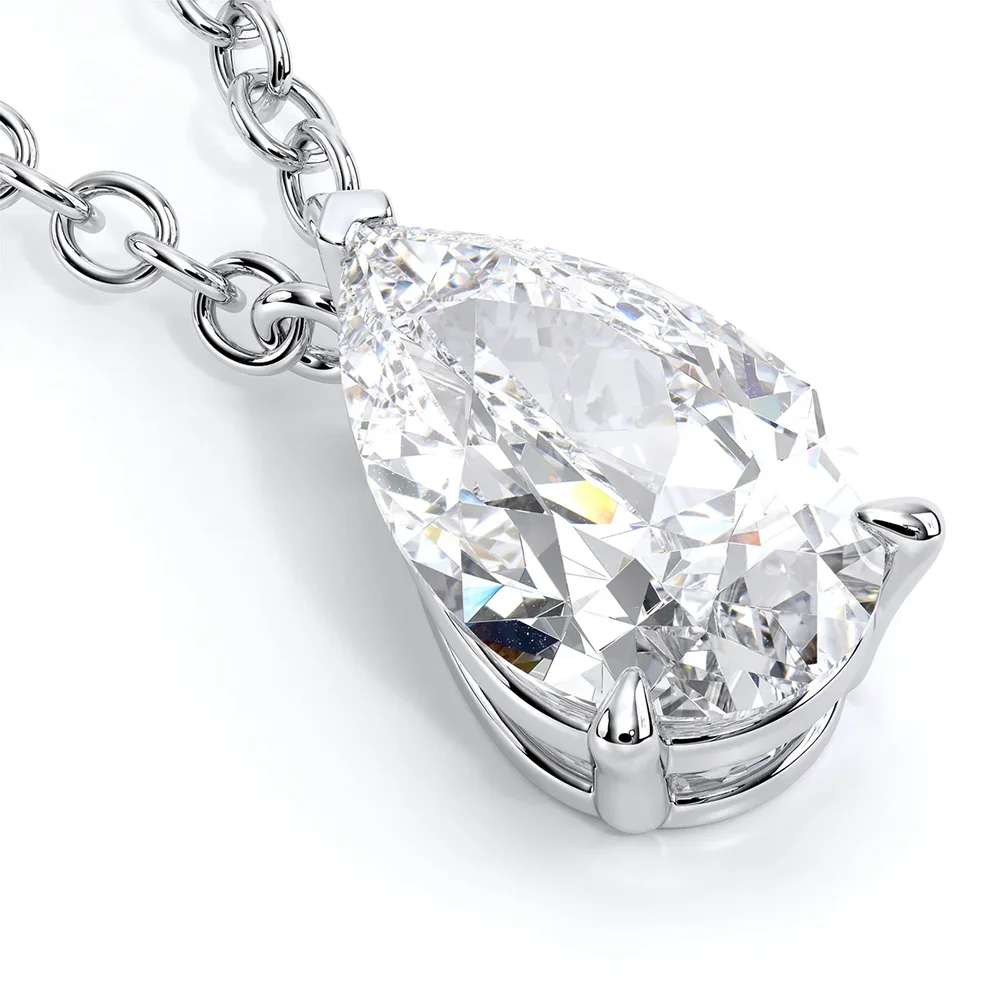1/2/3/4CT Water Drop Moissanite Pendant Necklace for Women Certified 925 Silver Pear Cut Solitaire Diamond Pendant Neckchain