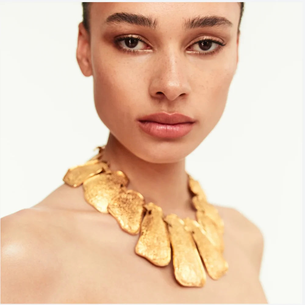 Handmade Exaggerated Women's Multi Metal Alloy Abstract Geometric Choker Necklace Jewelry Fashion Party Show Dress Accessory
