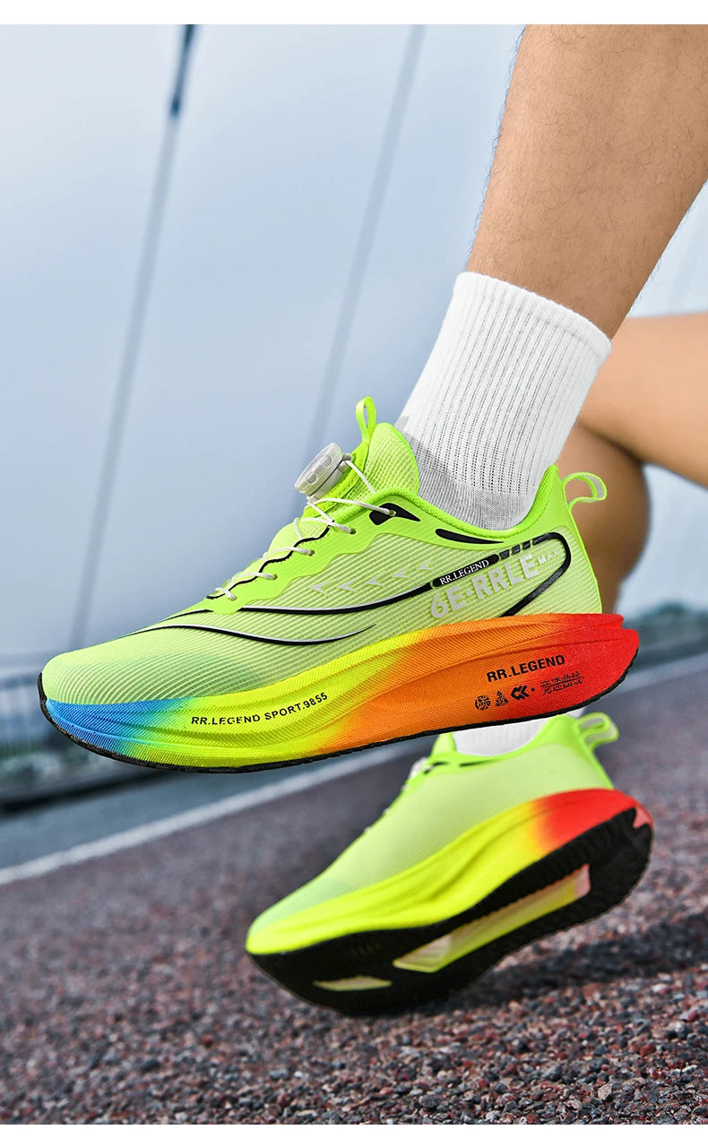 Carbon Plate Running Shoes Air Cushion Double-Layer Mesh Upper Lightweight Breathable — Teal | KIMLUD