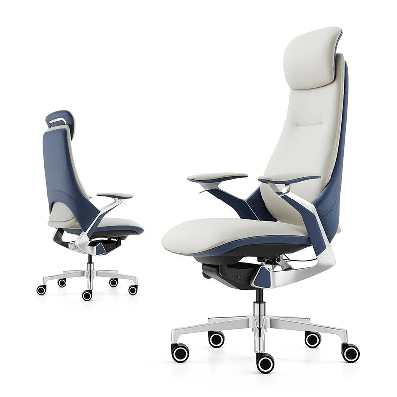 Leather Ergonomic Office Chair Solid — Ivory | KIMLUD