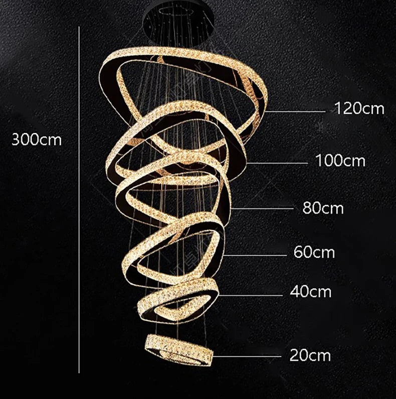 Ring Pendant Light With Dimmable LED Rings — Antique Gold | KIMLUD