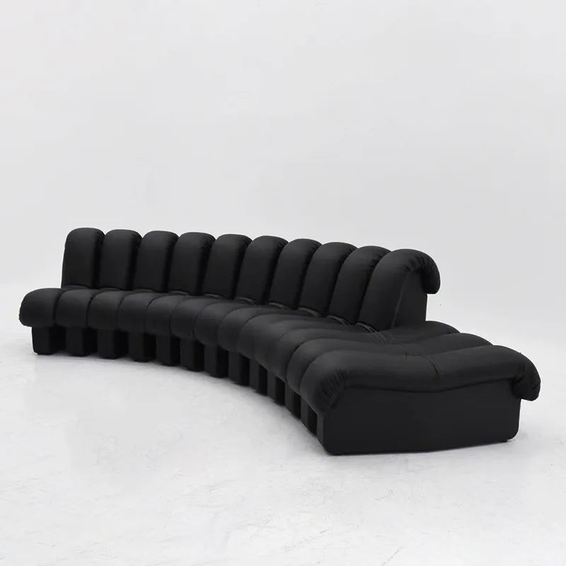 Leather Lux Curved Modular Sofa Set — Black | KIMLUD