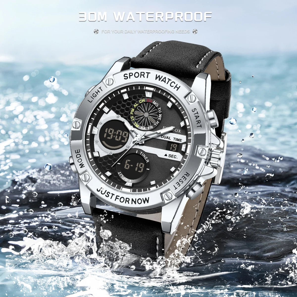 FOXBOX Fashion Military Watches for Men Luxury Original Sports Chronograph Watch Waterproof Quartz Clock Digital WristWatch