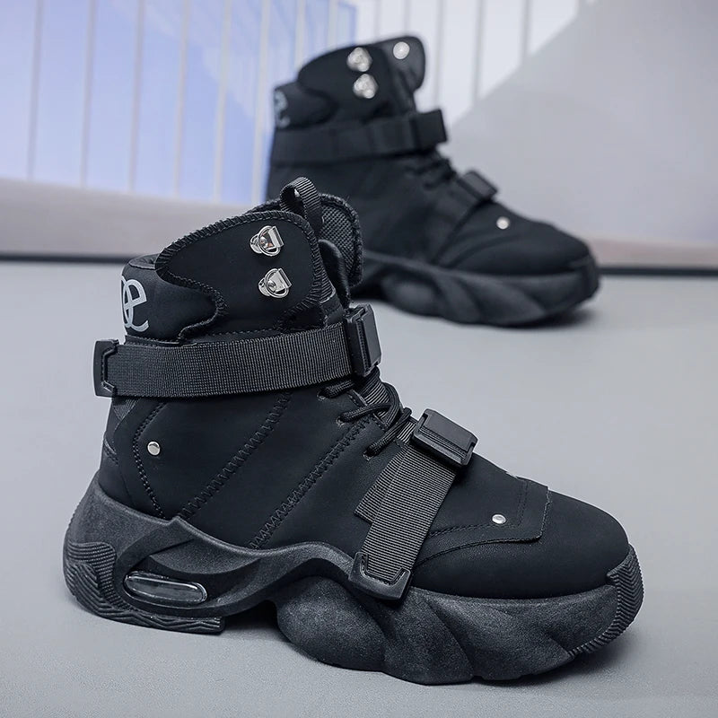 Motorcycle Boots - Lace-Up Ankle Boot - Genuine Leather Lining | KIMLUD