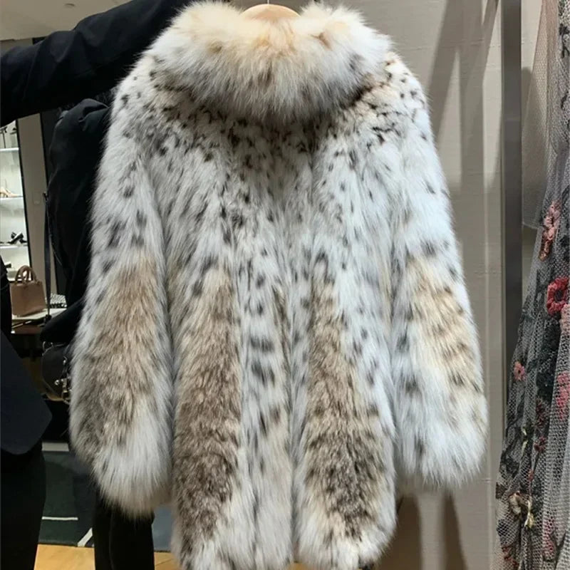 Cardigan – Leopard Faux Fur – Synthetic Fiber – Regular | KIMLUD