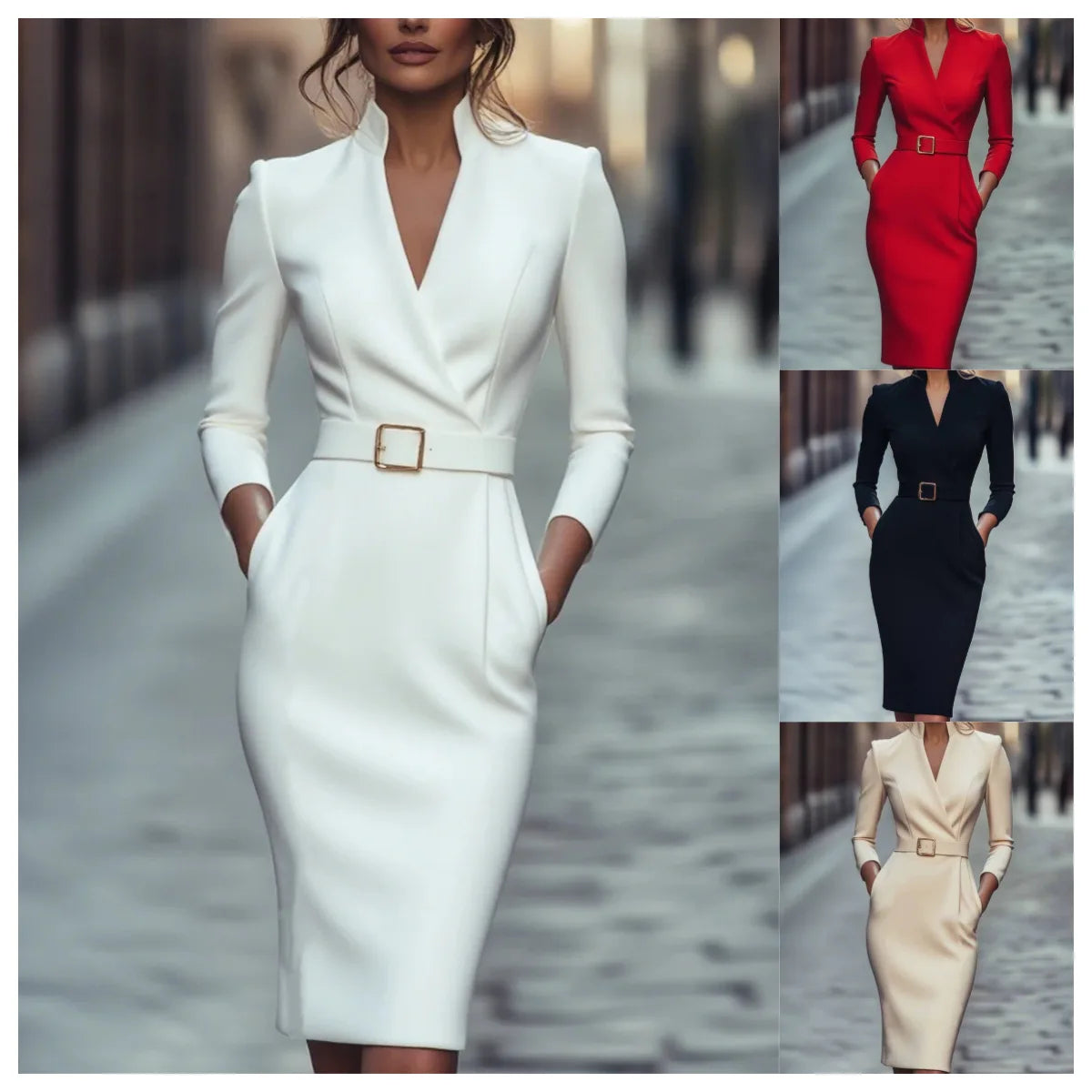 Women Dresses 2026 new autumn Spring solid color puff sleeve high-end elegant ladylike dress women's clothing vestidoes