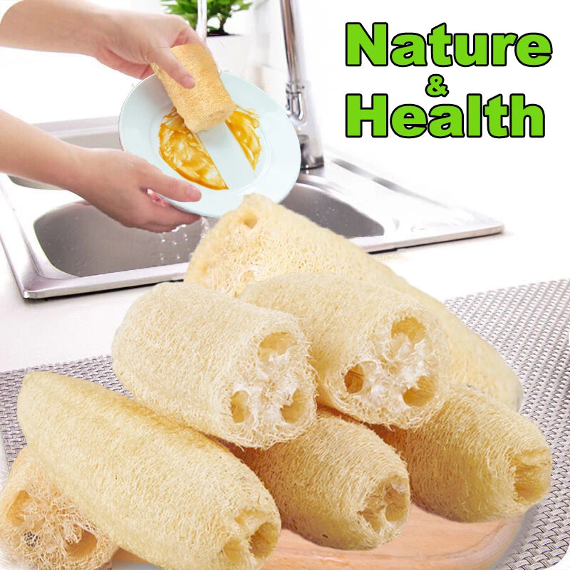 1/3Pcs Natural Loofah Sponge Multi-purpose Kitchen Cleaning Tool Dish Washing Sponge Long Shower Body Scrubber Loofah Dishcloth