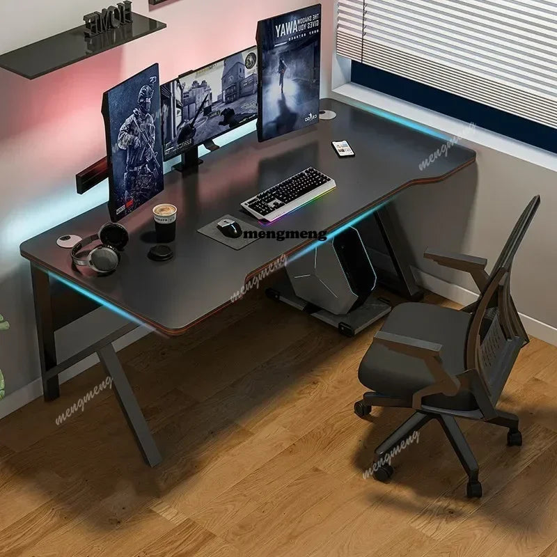 Wooden L-Shape Computer Desk With Study Space — Black | KIMLUD