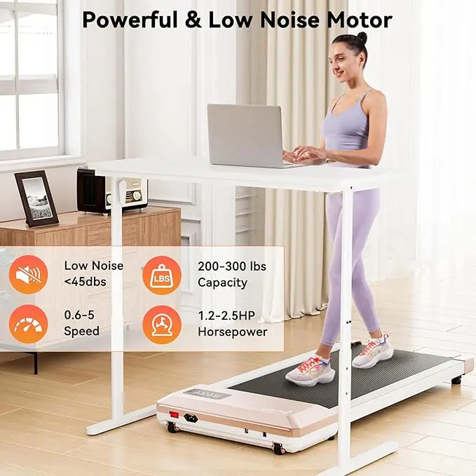 2-In-1 Home/Office Walking Treadmill With Bluetooth App Remote Control — Black | KIMLUD