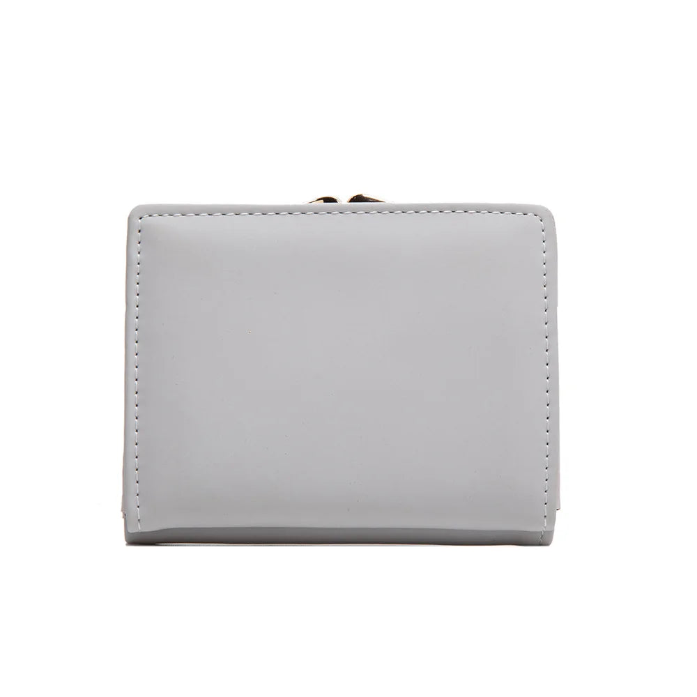 PU Card Wallet Threefold Large Capacity — Deep Red | KIMLUD