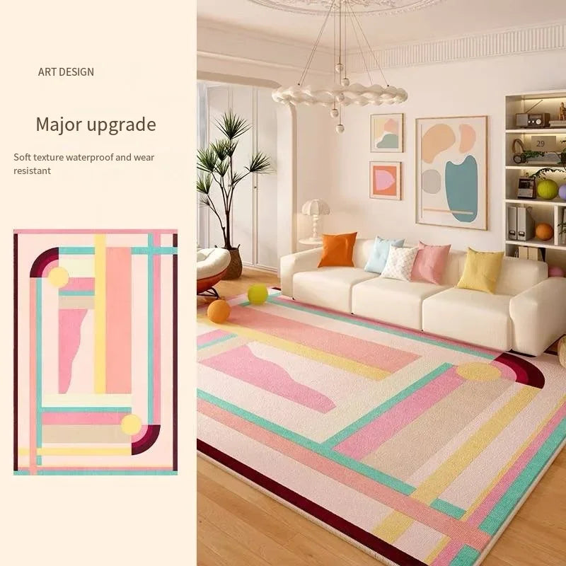 Abstract Sound-Insulating Waterproof Non-Slip Rug For Living Room — Black | KIMLUD