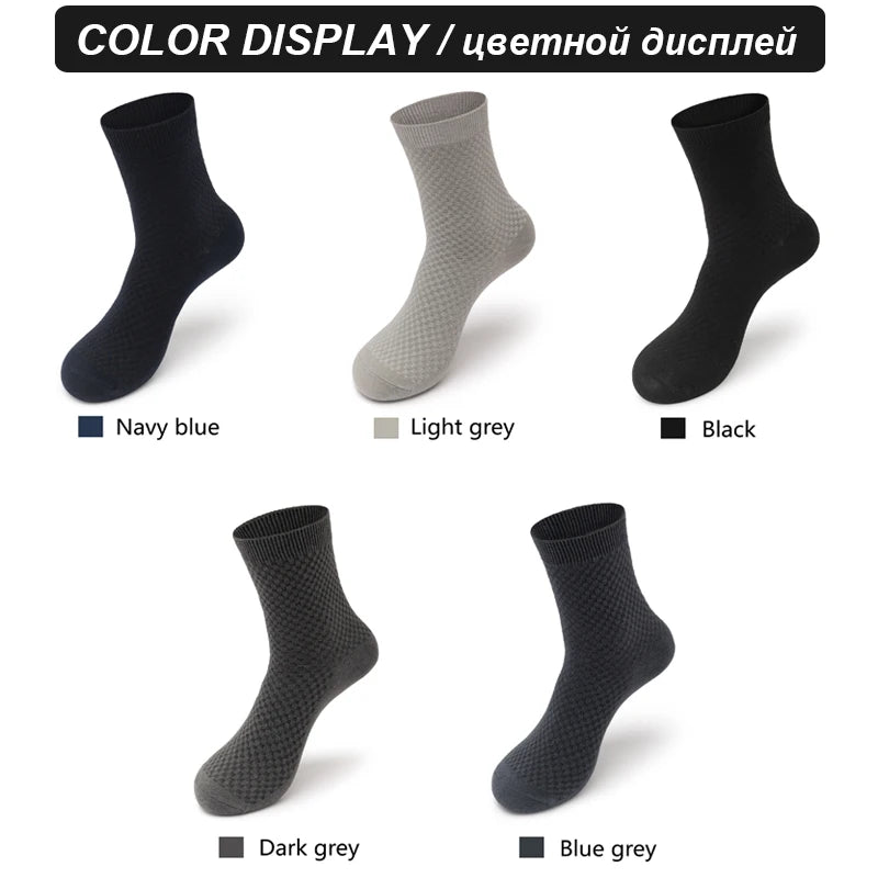 Bamboo Fiber Compression Socks Long Crew for Men — Black | KIMLUD