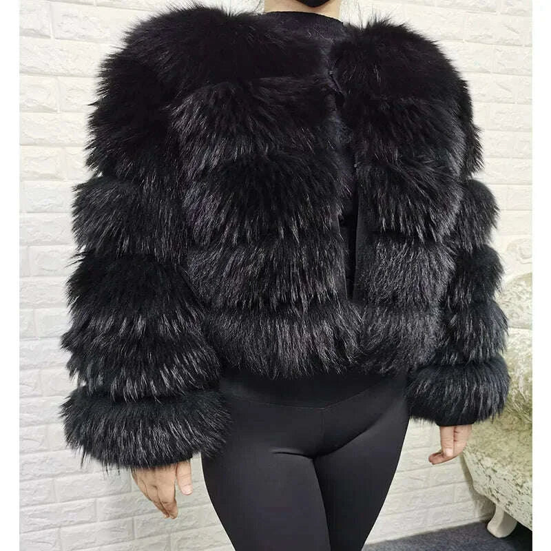 KIMLUD, MAOMAOKONG Super Hot Winter Women Luxury Thick Real Raccoon Fur Coat Natural Fox Fur Jacket Plus Size Furry Jackets Female Vest, KIMLUD Womens Clothes