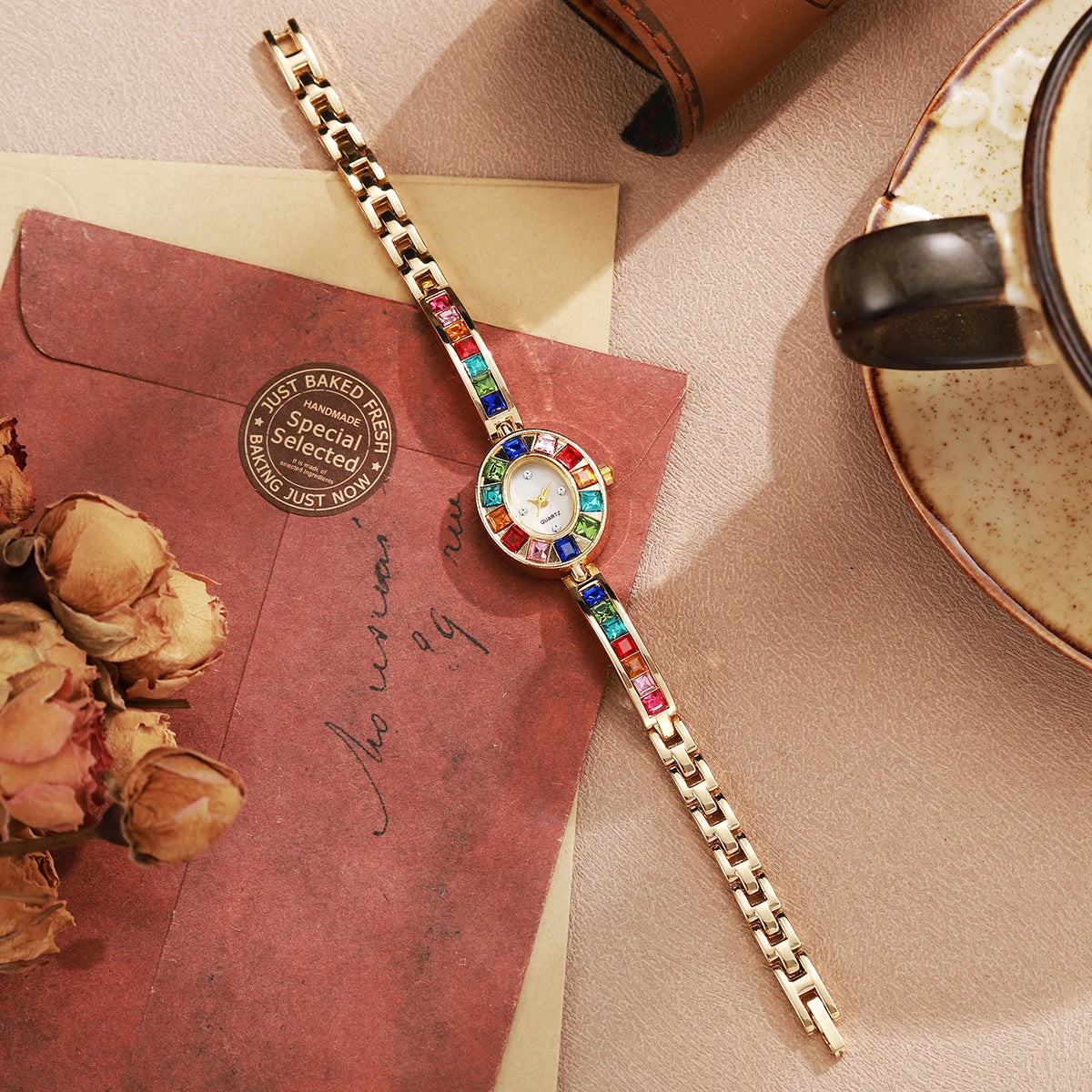 Rhinestone Watch Crystal Bracelet Band — Silver | KIMLUD