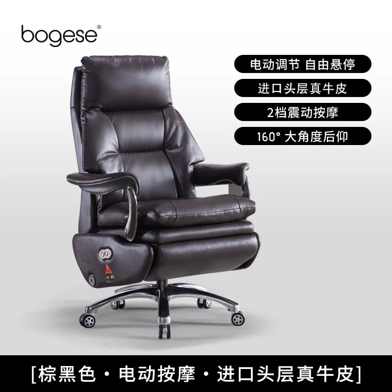 Electric Leather Boss Chair Modern Design Comfortable Ergonomic Trendy Chair Swivel Arm Footrest Salon Silla Oficina Furniture