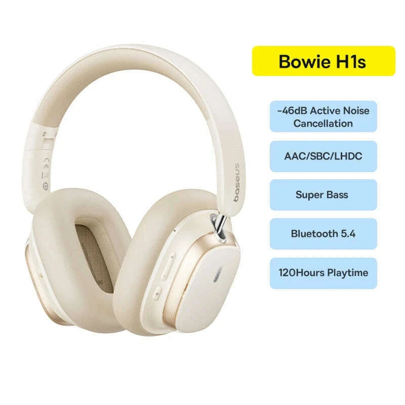 baseus-bowie-h1s-wireless-headphones-bluetooth-54-noise-canceling-46db-over-ear-headset-hi-res-spatial-audio-earphone-120h-timekimlud-womens-fashion-34614248