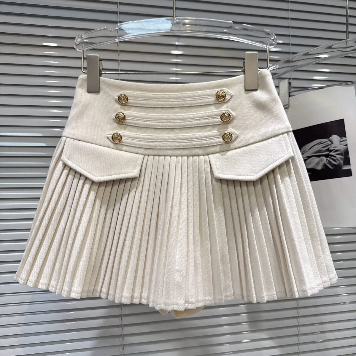 A-Line Skirt – High-Waisted Pleated – Polyester Blended | KIMLUD