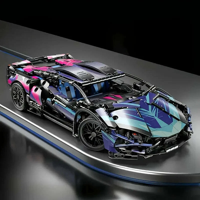 1690-colorful-cyber-sports-car-building-block-set-fashionable-design-eye-catching-door-titledifficulty-diy-car-model-displaykimlud-womens-fashion-34620449