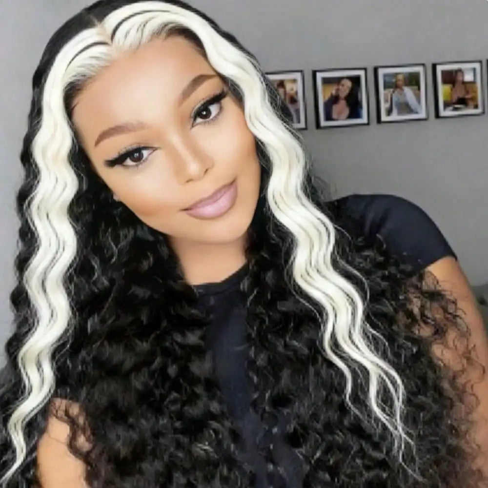 Lace Front Wig – Body Wave – Brazilian Hair – Highlight White Black | KIMLUD