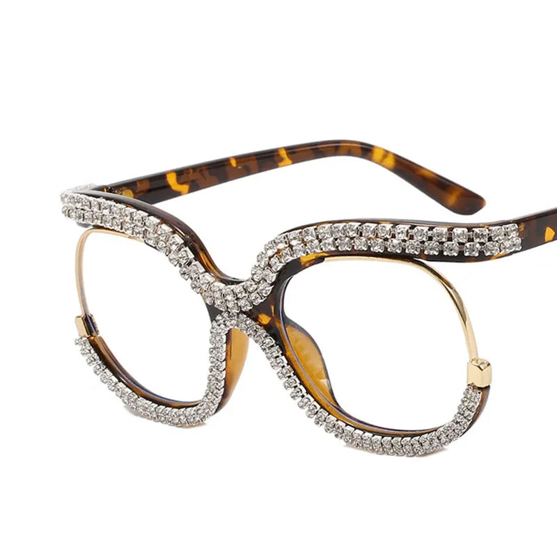 Plastic Diamond-Decorated Reading Glasses — Clear | KIMLUD