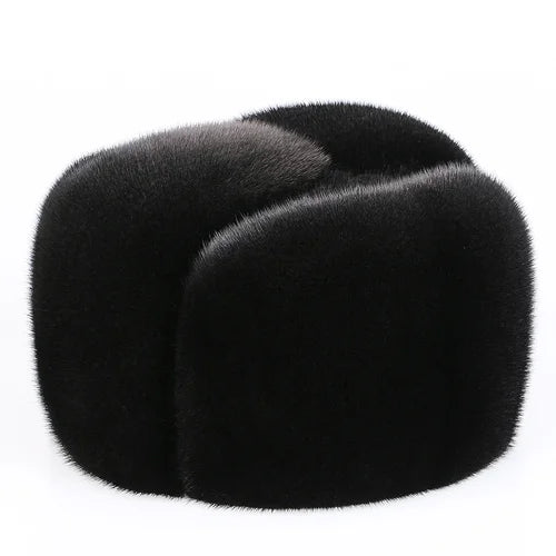 New Fashion Men's Real Mink Fur Cap Men Natural Mink Fur Hat Winter Warm Top Hat Headgear Beanie Beret Natural Real Mink Fur Cap