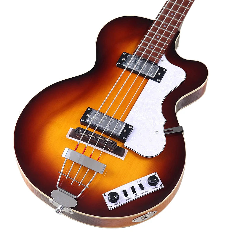Flame Maple Violin Bass Guitar 41-Inch — Sunburst | KIMLUD