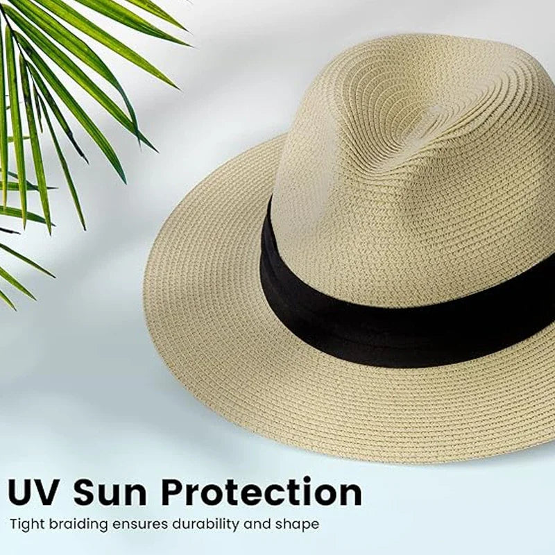 Panama Straw Sun Hat Plus Size 63cm Unisex — Natural | KIMLUD