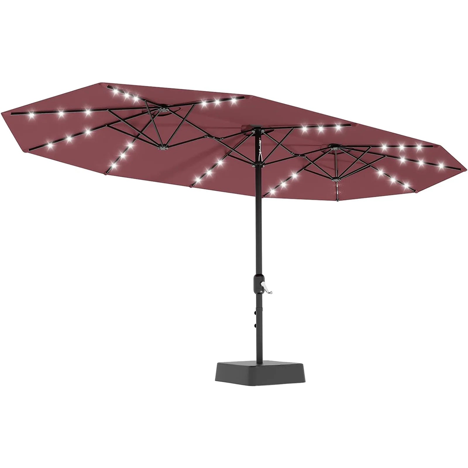 Powder-Coated Metal Crank Umbrella — Beige | KIMLUD