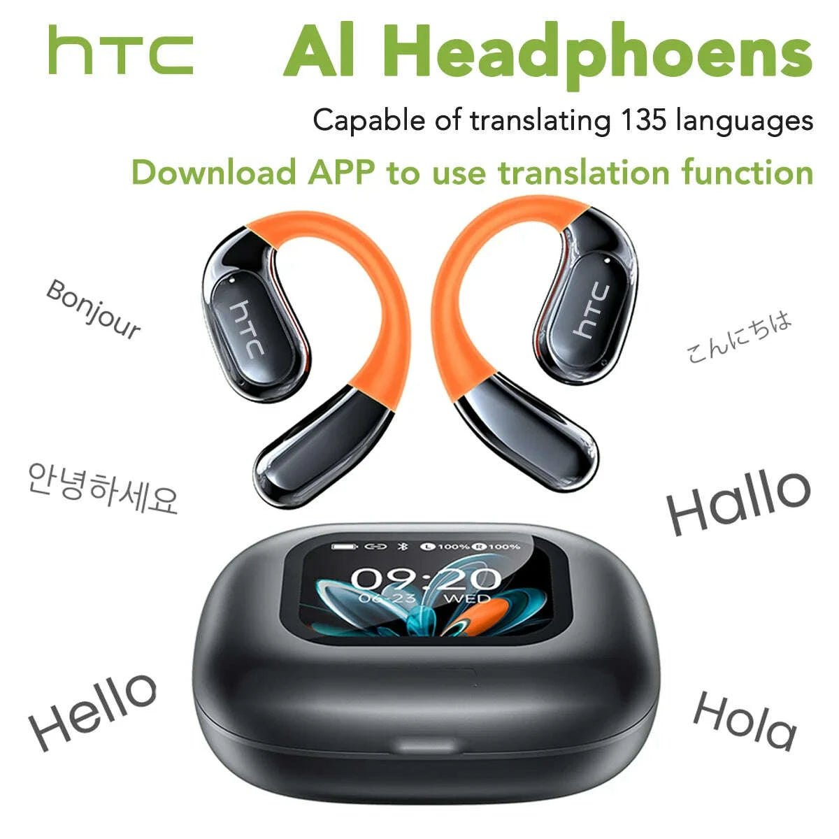 【htc-ne27】-bluetooth-earphones-ai-ows-sports-headphones-lcd-screen-wireless-headphones-glowing-earhook-translator-earbudskimludkimlud-35565789