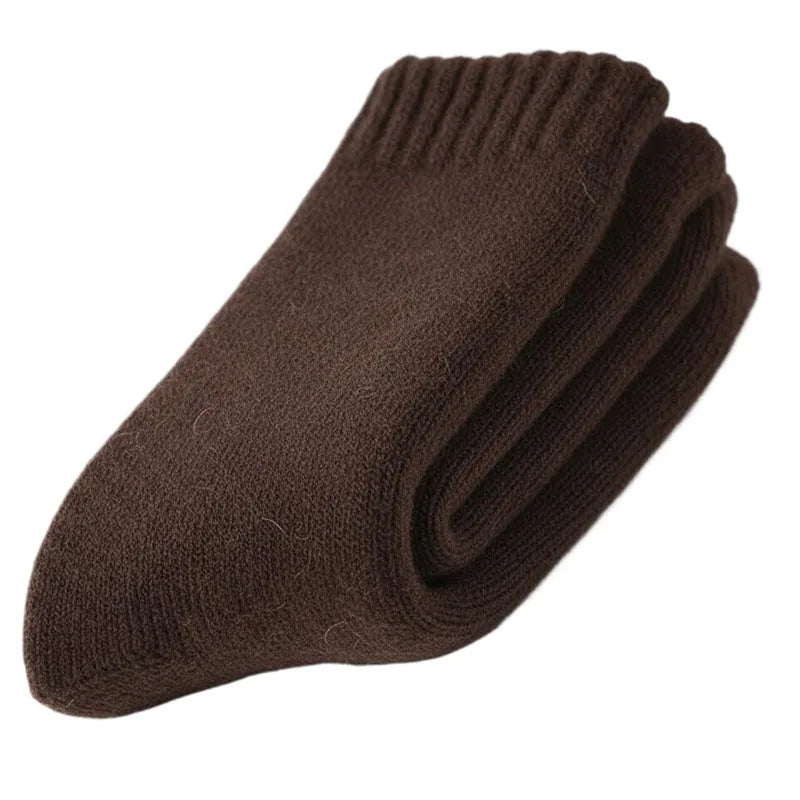 Merino Wool Socks Extra Thick Winter Warm — Black | KIMLUD