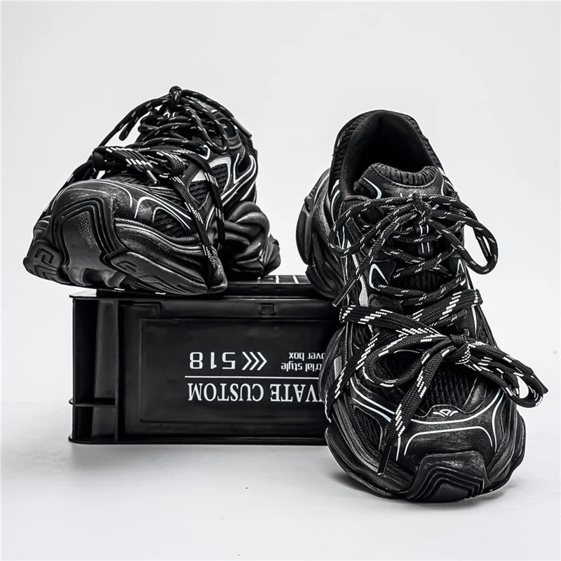 Men's Dad Shoes – Height Increase Sole – Mesh Upper – Multi-Strap | KIMLUD