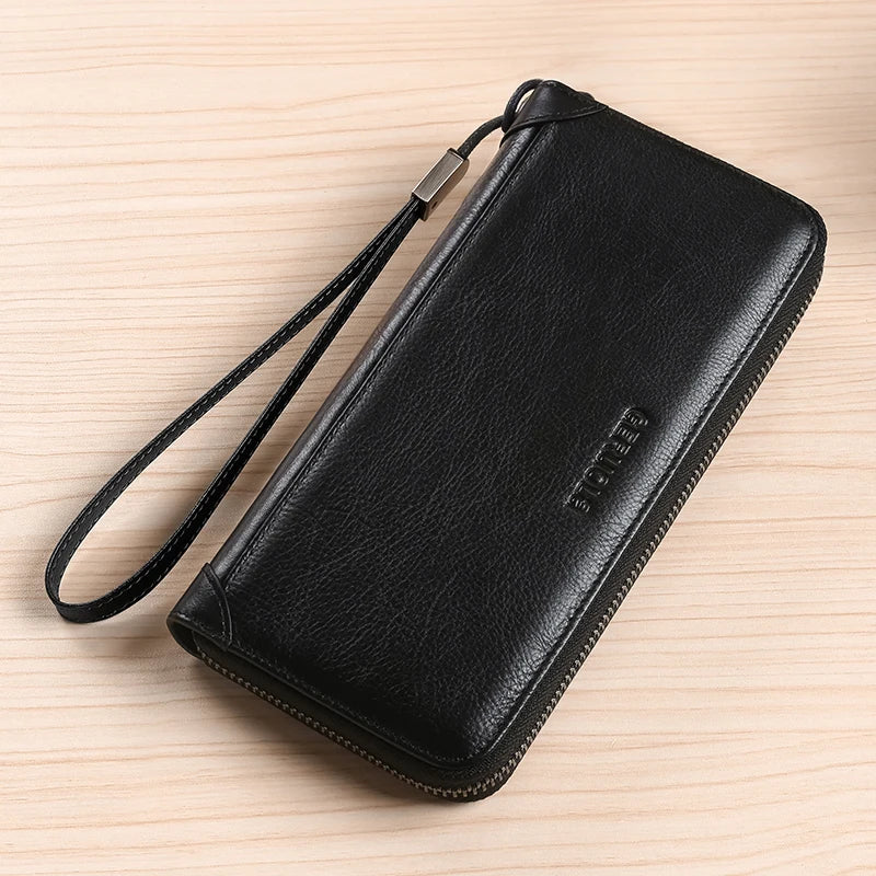 Long Leather Wallet – Anti-Theft – Cow Leather – Gradient Color | KIMLUD