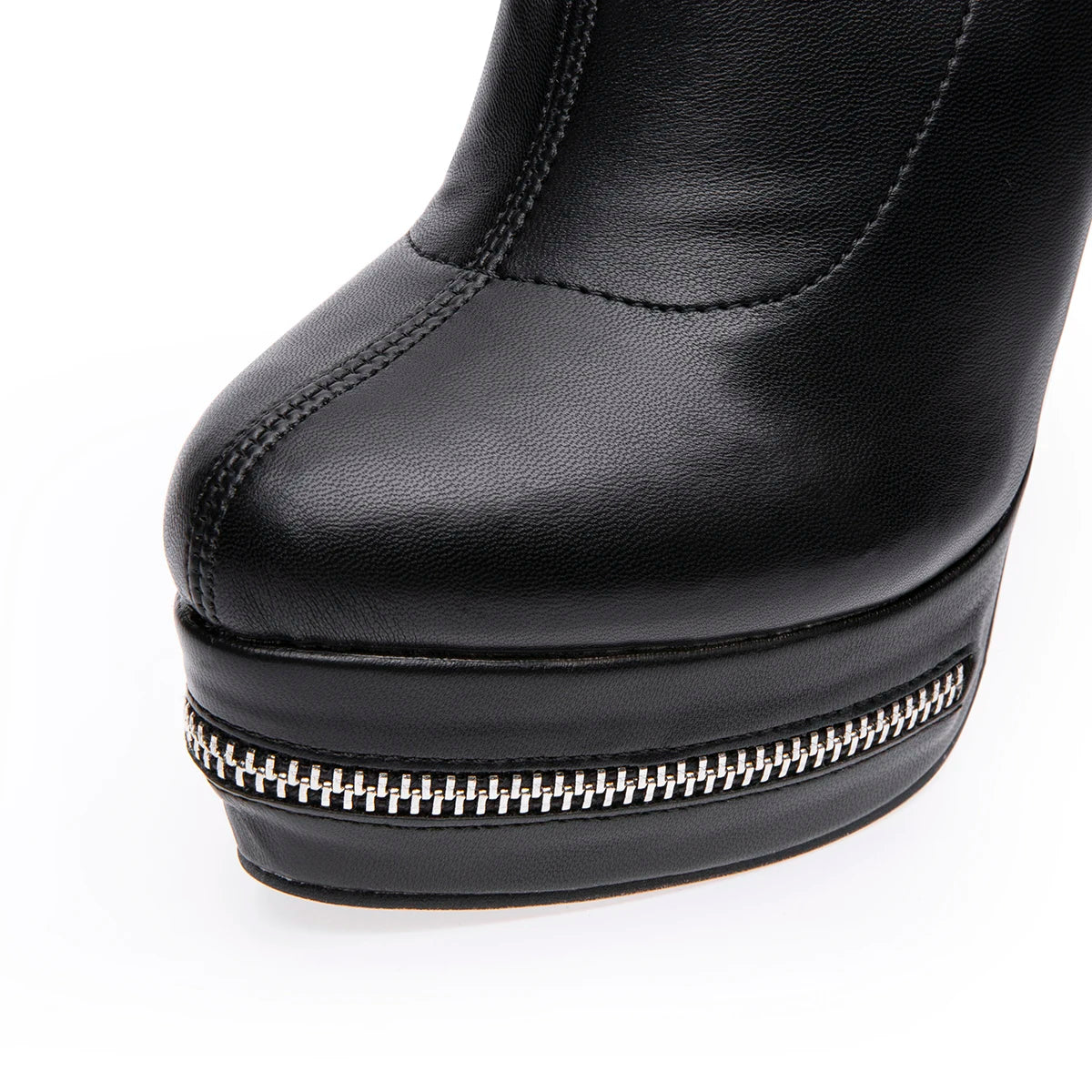 Sexy Women Elegant Pointed Toe Over The Knee High Boots Slim Stiletto Heels Platform Zipper Thigh High Party Evening Dress Shoes