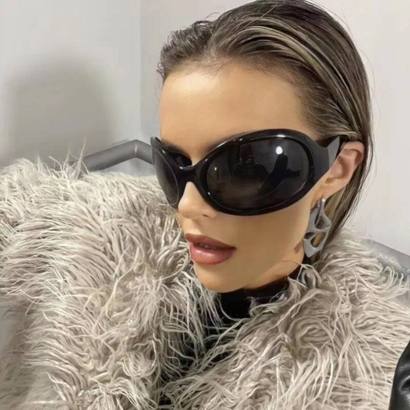 Oversized Plastic Sunglasses Oval — Ivory | KIMLUD